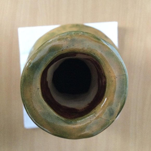 Vintage handmade ceramic bottle vase lamp base 13 3/8" heavy signed Simone 65 - Picture 6 of 7